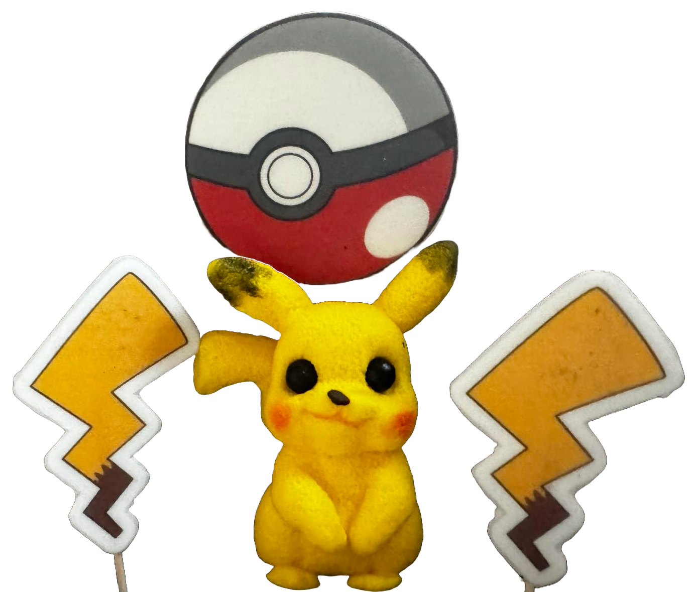 Set di 4 decorazioni commestibili in pasta di zucchero, Decorazioni in pasta di zucchero Pikachu Naty Shop