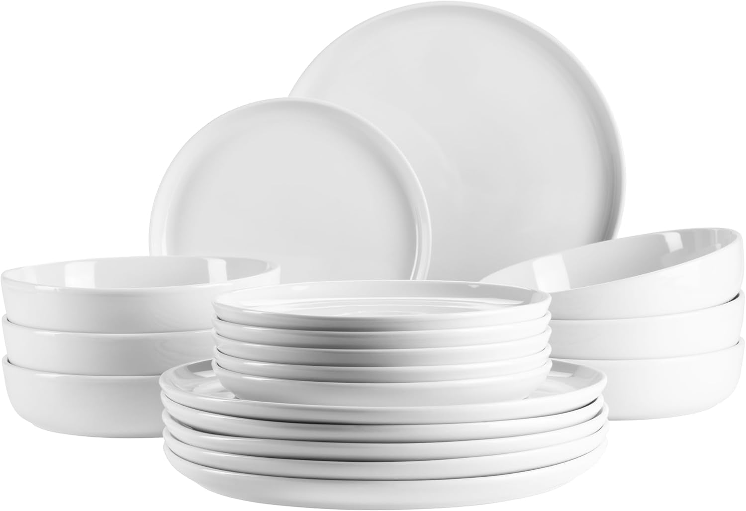 MÄSER, serie Navina, set di stoviglie per 6, stoviglie in porcellana bianca, senza tempo, porcellana, bianco