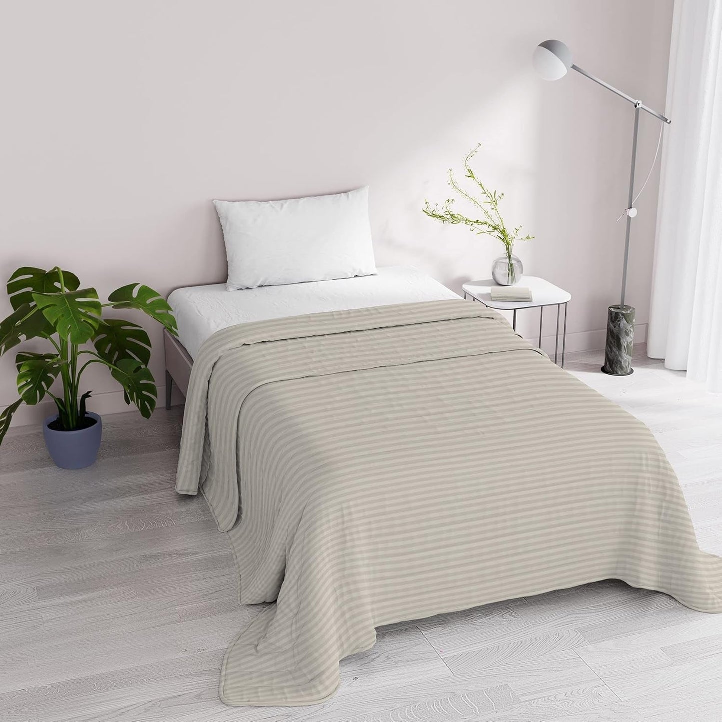 Trapunta estiva Raso Righe, poliestere, panna, 260X250 Cm Piumini e Trapunte Naty Shop Tortora 170X250 Cm