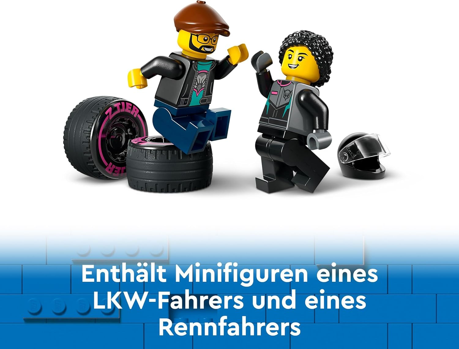 LEGO City Bisarca con auto da corsa, camion giocattolo con rampa di carico regolabile e auto da corsa, set da costruzione con 2 minifigure, pilota da corsa e camionista, per bambini dai 6 anni 60406 Set da costruzione Besuche den LEGO-Store