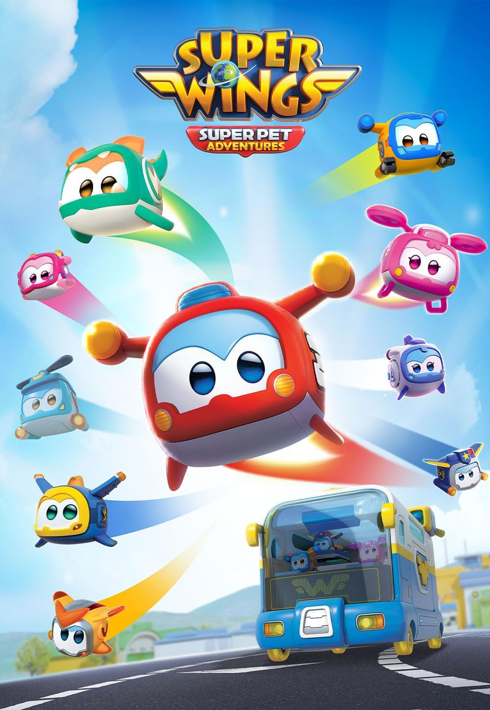 Super Wings Super Pets 4 pezzi Shine, Golden Boy, Jerome, Ellie Espressione facciale commutabile Effetto lampo Giocattolo portatile per 3 4 5 6 7 8 anni Ragazzo Ragazza Action Figure da 2 pollici Naty Shop