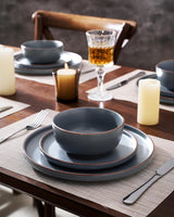Set di stoviglie Mercury, set di stoviglie da 12 pezzi, set di stoviglie in gres per 4 persone con piatti piani, piatti da dessert, ciotole per cereali, adatto al microonde e alla lavastoviglie, grigio antracite
