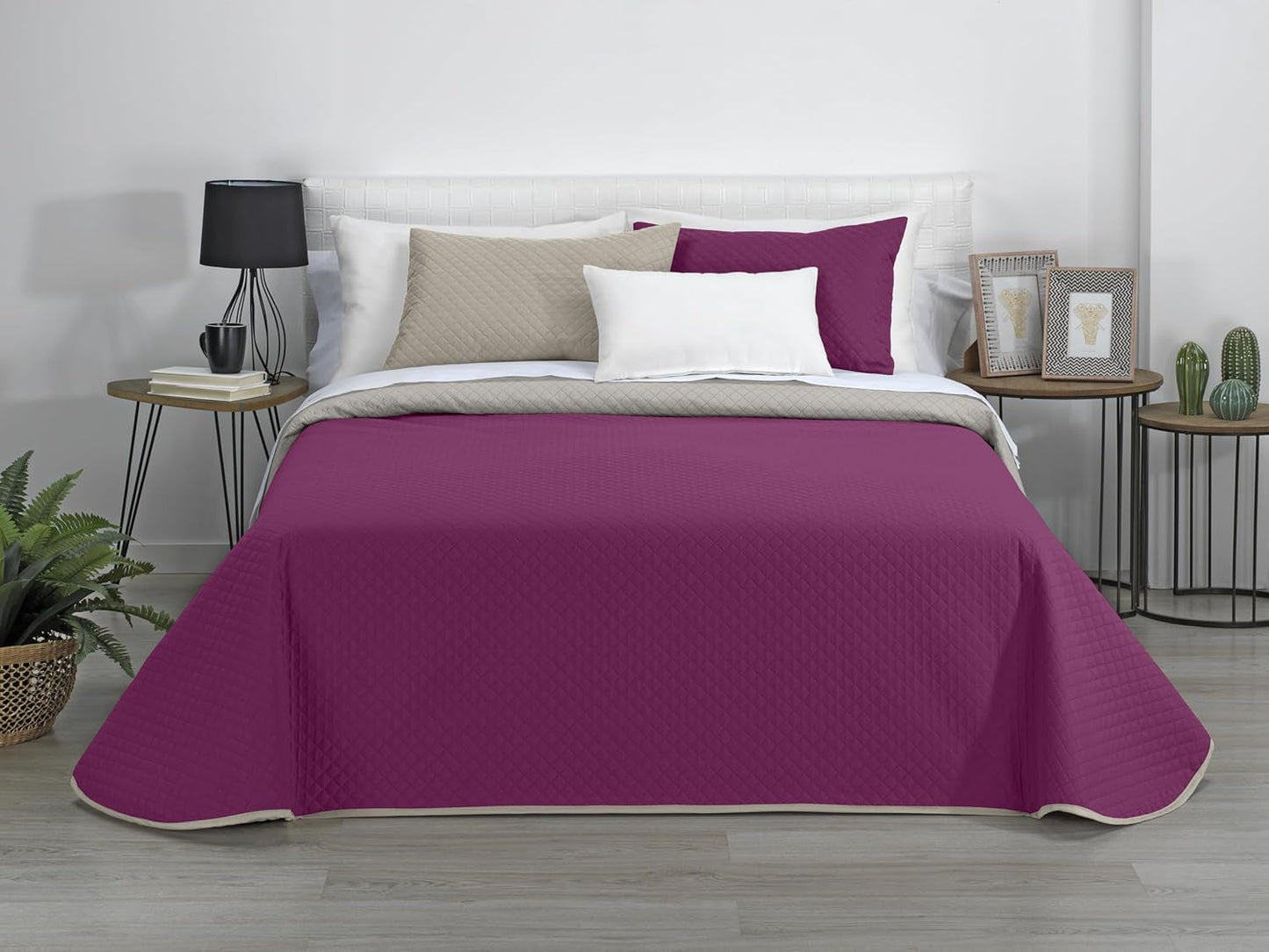 AVA | Trapunta reversibile | Per tutte le stagioni | Colore: Grigio/Fucsia | Per Letto 180 Cm. (270 X 270 Cm. Ancho X Alto) | Trapunta trapuntata Trapunte e trapunte Naty Shop Titolo predefinito