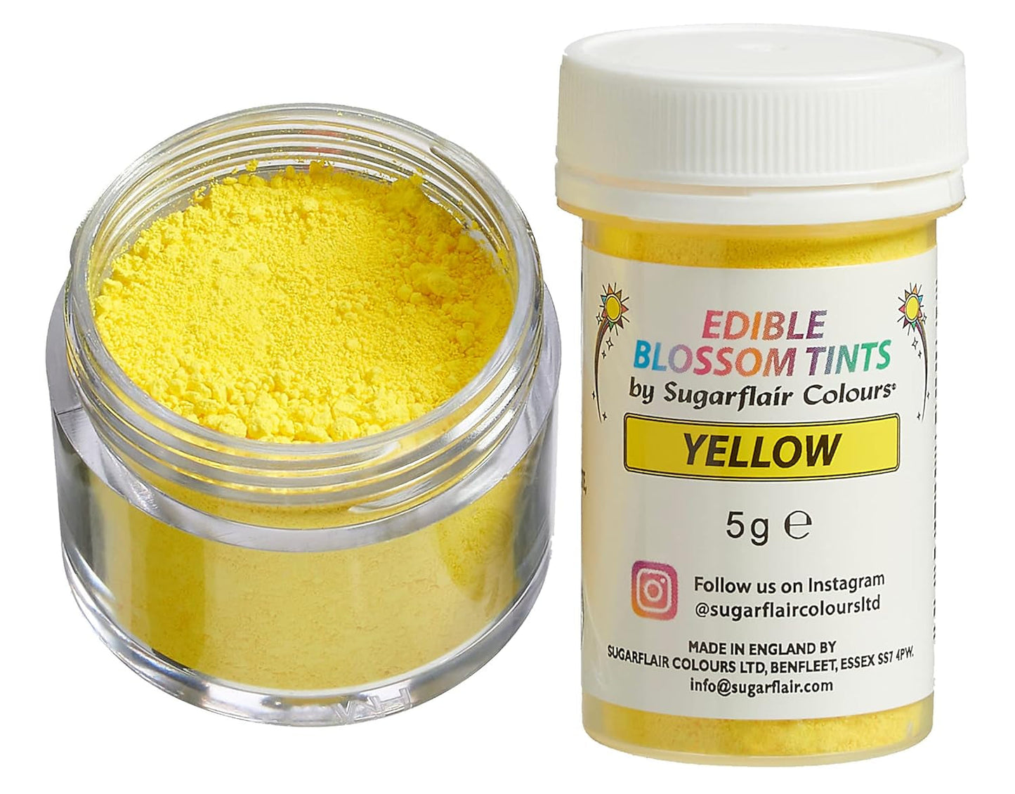 Sugarflair Blossom Tint Dust Giallo Colorante Alimentare in Polvere - Colorante Alimentare in Polvere per Decorare Torte, Pasta di Zucchero, Fondente, Glassa, Cioccolato, Crema di Burro, Macarons e Altro - 5G