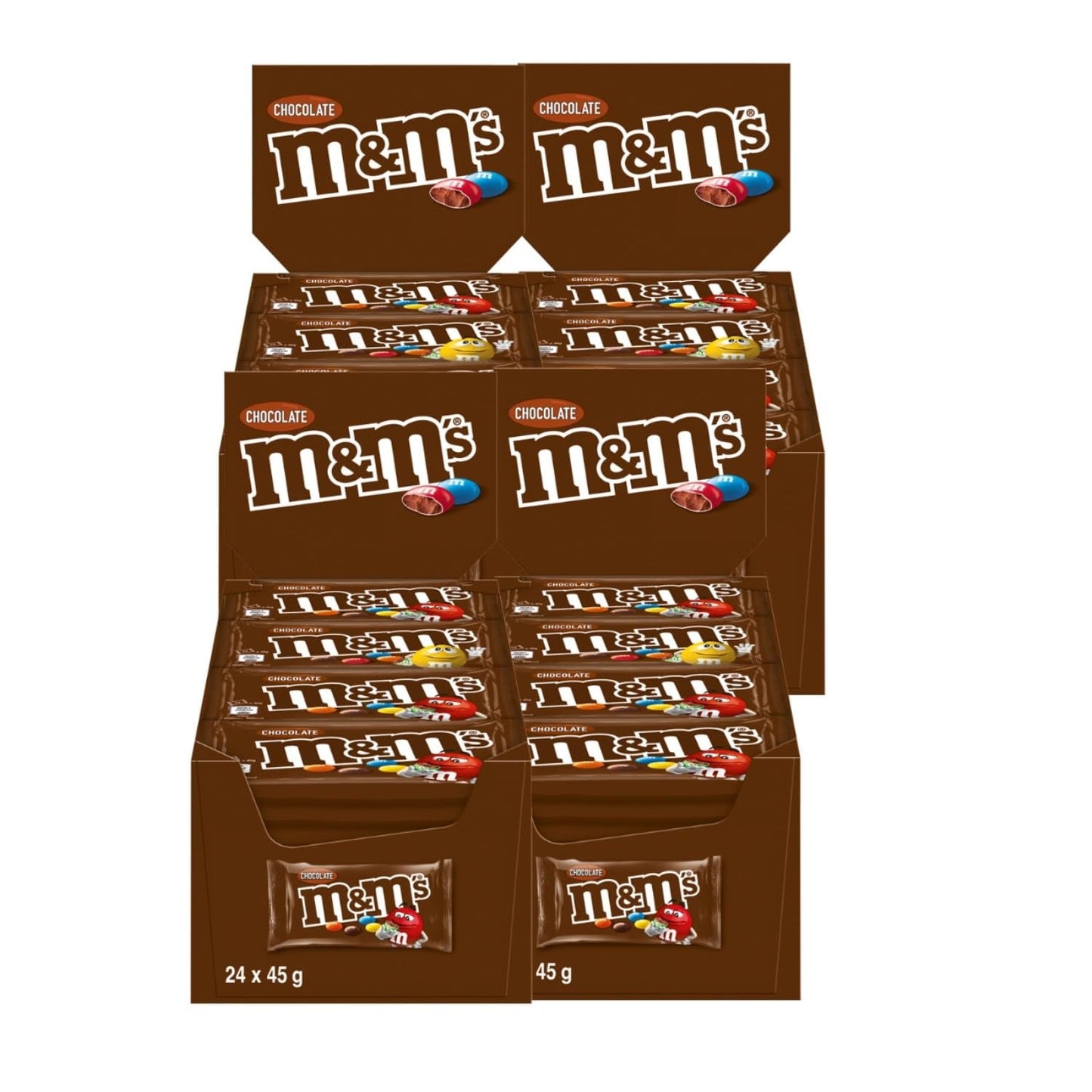 M&M's Confezione sfusa di cioccolato alle arachidi 24 x 45 g di lenticchie al cioccolato aromatizzate alle arachidi regalo al cioccolato (1080 g) ideali come dolcetto a tema calcistico