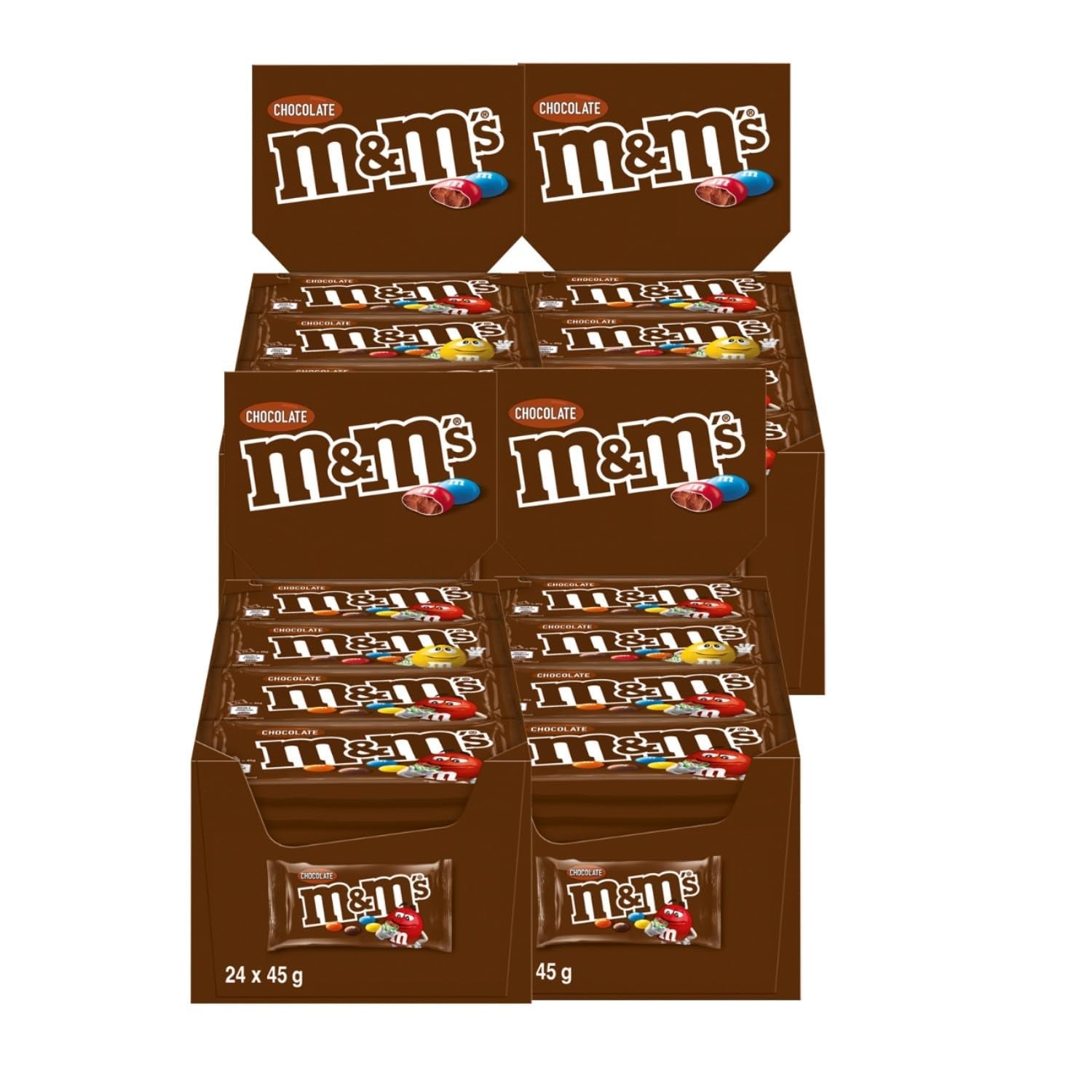 M&M's Confezione sfusa di cioccolato alle arachidi 24 x 45 g di lenticchie al cioccolato aromatizzate alle arachidi regalo al cioccolato (1080 g) ideali come dolcetto a tema calcistico