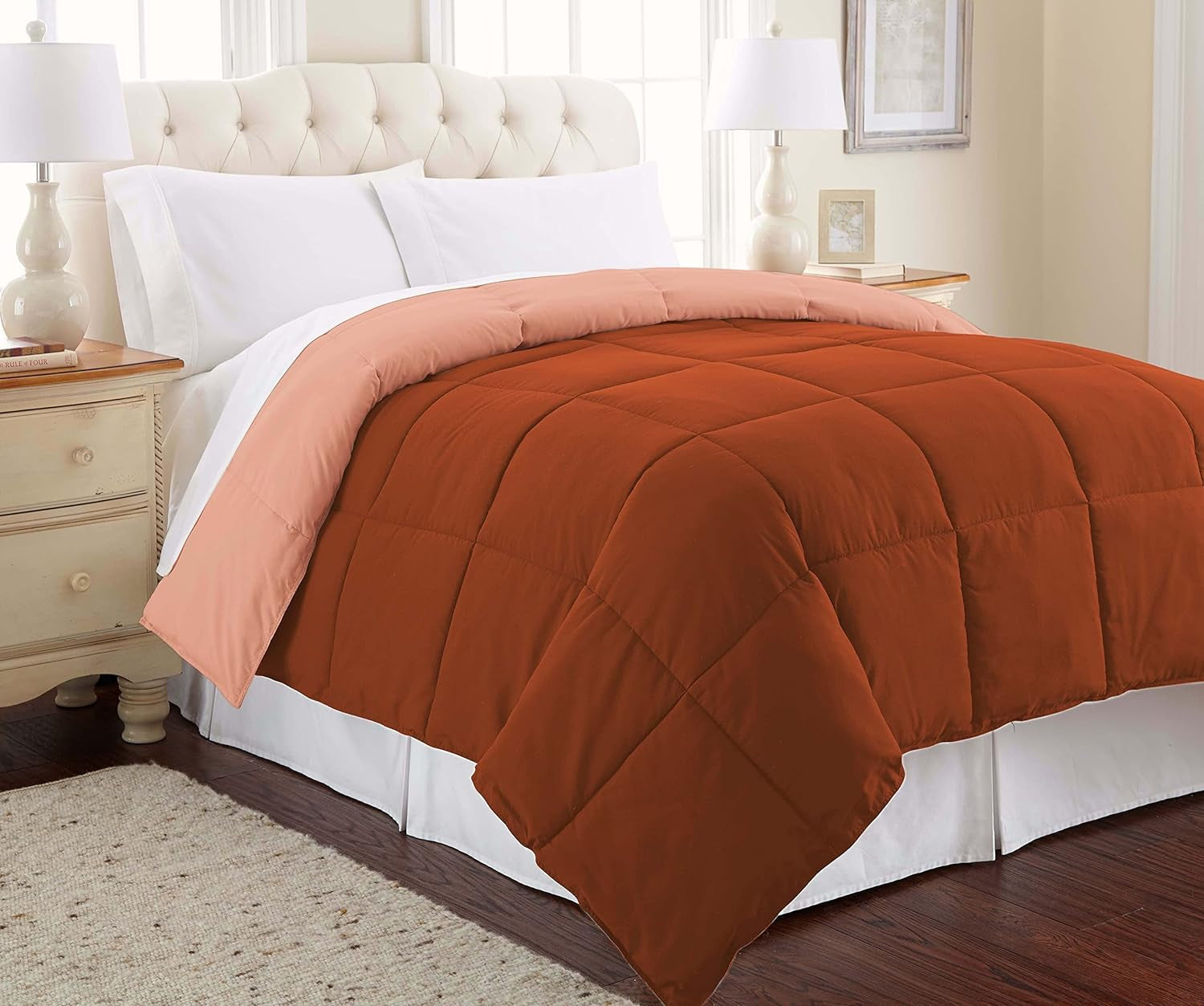 Alternativa al piumino, microfibra, trapuntato, reversibile, piumino e inserto piumino - Alternativa morbida e confortevole al piumino d'oca - Biancheria da letto per tutte le stagioni, Denim/Nuvola Twin Naty Shop Piumini e Trapunte Ruggine/Argilla Full/Queen