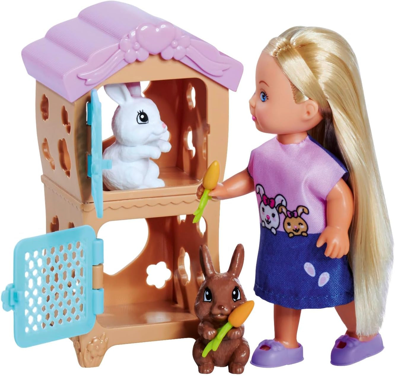 Simba Steffi Love Rabbit Family 12 cm 29 cm Gabbia per conigli Gioca a bambola e bambola con due conigli, dai 3 anni in su