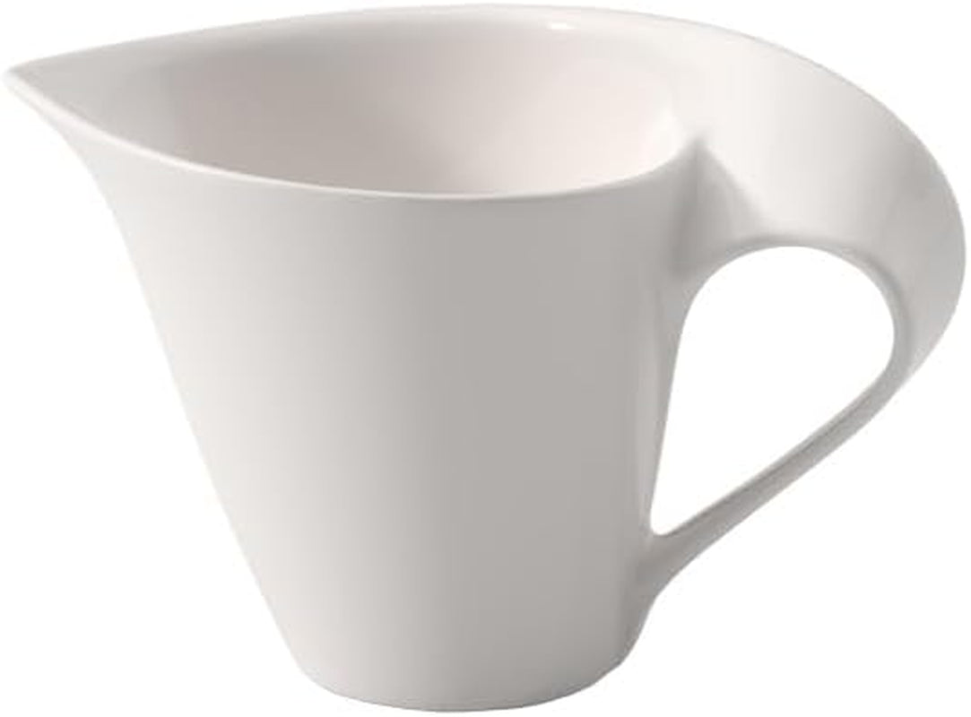 Villeroy & Boch NewWave caraffa per il latte, cartone per il latte con manico curvo, porcellana Premium, lavabile in lavastoviglie e nel microonde, bianco, 200 ml