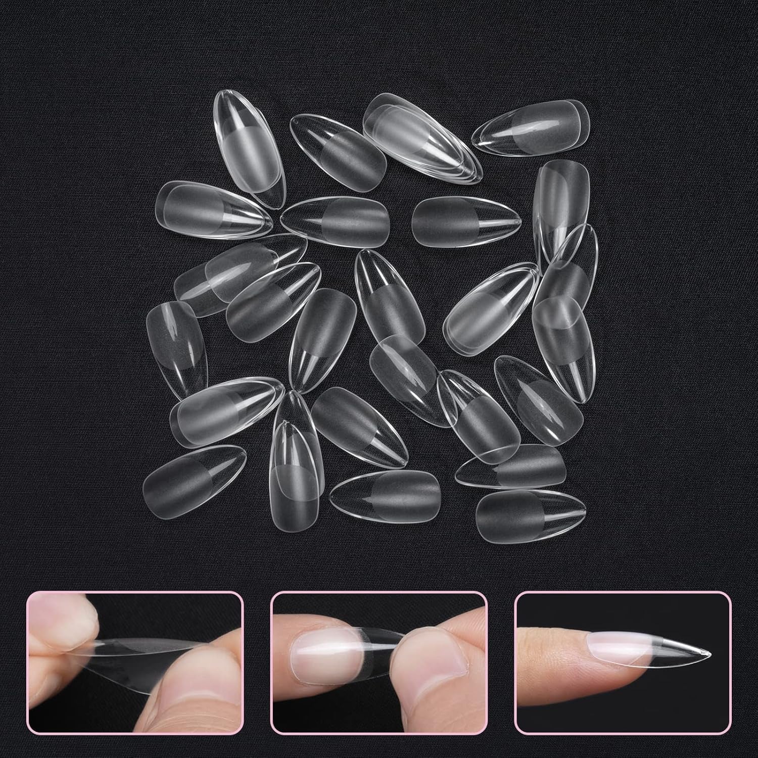 Tipi di unghie, 500 punte per unghie finte acriliche artificiali con scatola di immagazzinaggio per saloni di bellezza e nail art fai da te per la casa, 10 dimensioni