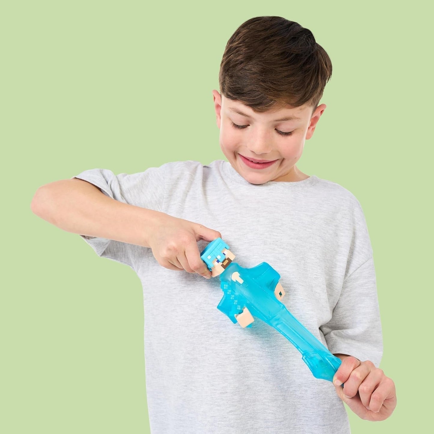 Heroes of Goo Jit Zu - Personaggio Minecraft espandibile - Steve con armatura di diamanti e spada, materiale di riempimento Goo super elastico con elemento di diamante nascosto all'interno, si espande fino a 3x action figure Naty Shop