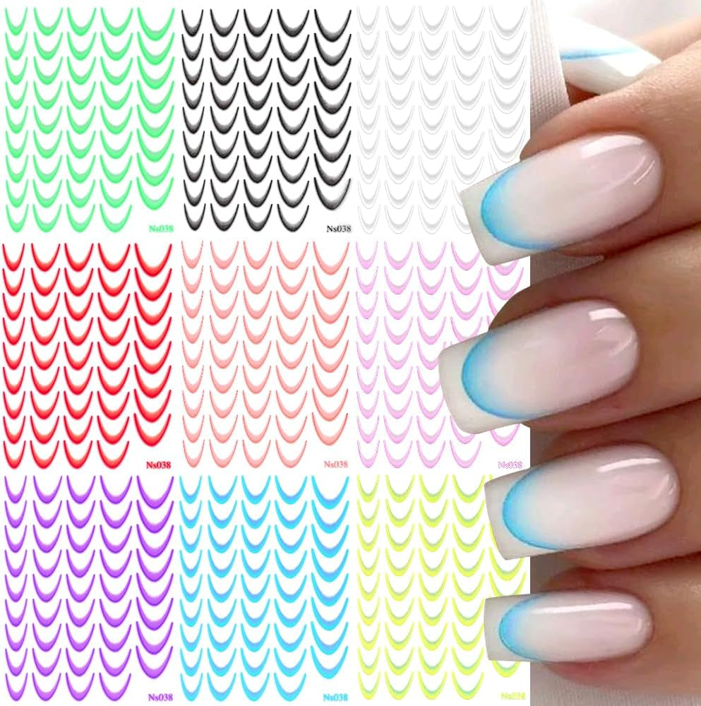 9 colori adesivi per unghie francese adesivi per unghie francese autoadesivo del chiodo foil french unghie gradiente adesivi punta francese adesivi per unghie arte del chiodo nail design adesivi accessori per unghie