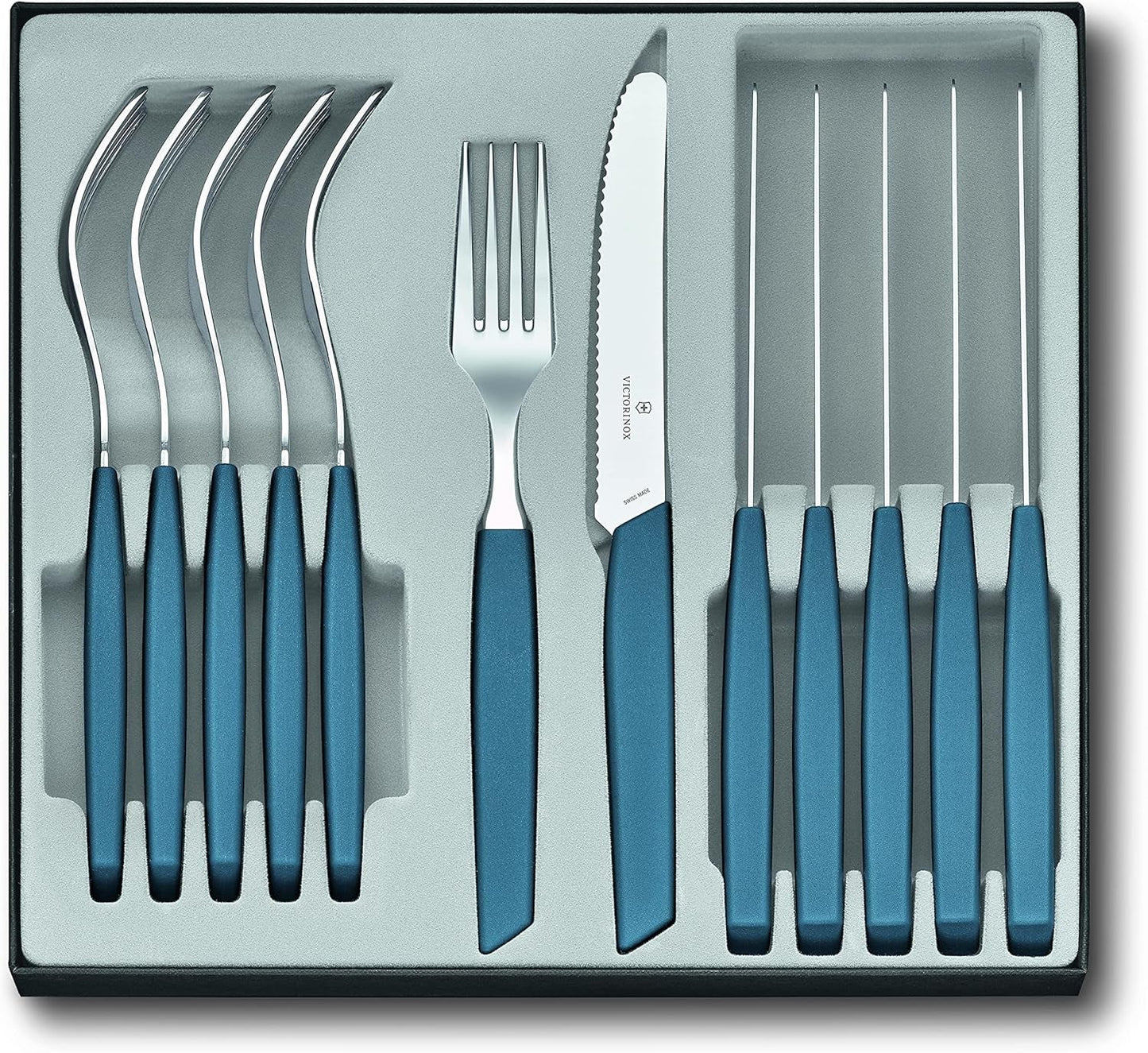 VICTORINOX Set di posate svizzere moderne per 6 persone, 12 pezzi Cucina Naty Shop Blu