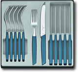 VICTORINOX Set di posate svizzere moderne per 6 persone, 12 pezzi Cucina Naty Shop Blu