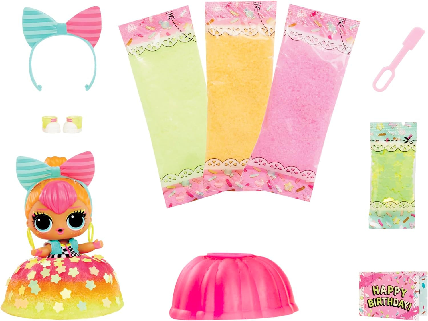 LOL Sorpresa! Mix & Make Birthday Cake Tots - Con bambola da collezione, vestito da torta fai da te, "cuocere" e decorare la torta, ingredienti e confettini glitter - Bambola con vestito da torta - Ideale per bambine dai 3 anni in su Naty Shop Dolls