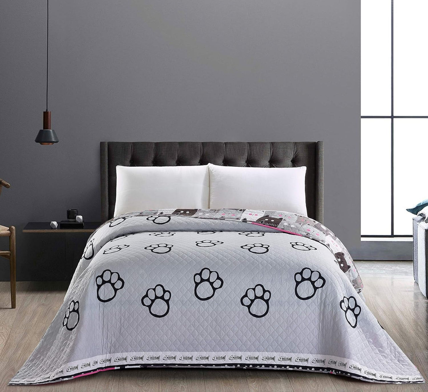 Decoking 32350 Copriletto 220X240 Cm Copriletto double face in microfibra di facile manutenzione Beige Marrone chiaro Marrone cacao Grigio Acciaio Antracite Grafite Nero Bianco Rosa Gatti Invasione di gatti Letti e Coperte Beuche den DecoKing-Store