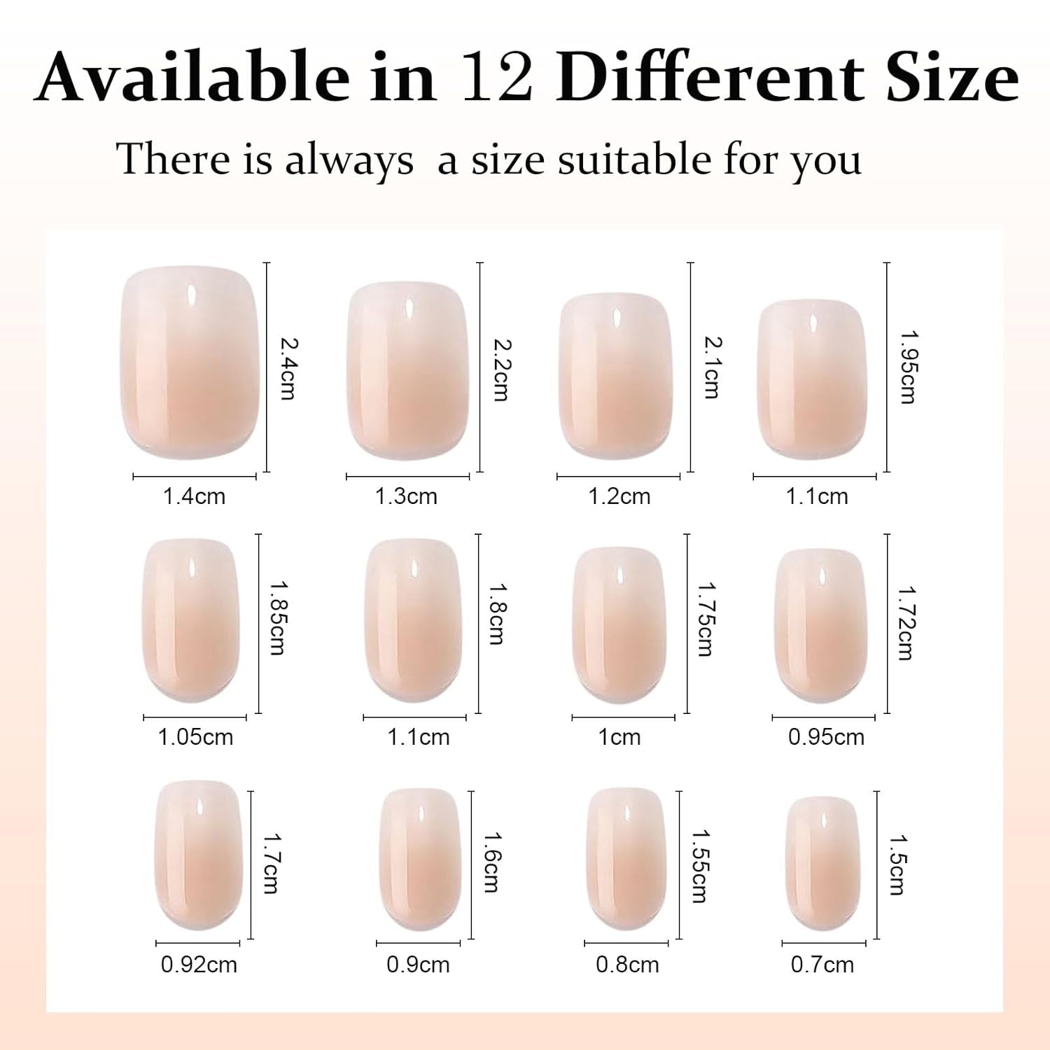 Set Unghie Finte - 240 Pezzi Unghie Corte Quadrate Modello In Gel Morbido Nude Sfumatura Bianca Colla Naturale Finta Su Unghie Finte Per Donne Fai Da Te (Nude Gradient, 240X)