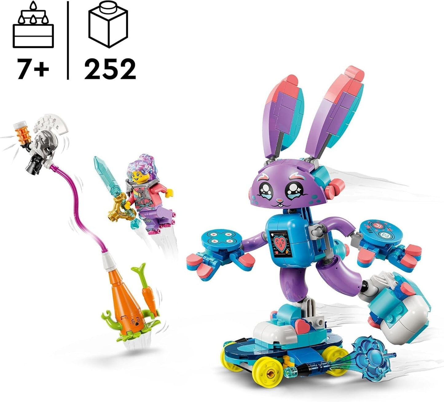 LEGO Dreamzzz Izzie e Bunchurro Il coniglietto da gioco, giocattolo per bambini 7+, set di gioco 2 in 1 con minifigure dell'eroe e Cyberling per un'esperienza di gioco fantasiosa 71490 Set di costruzione Besuche den LEGO-Store