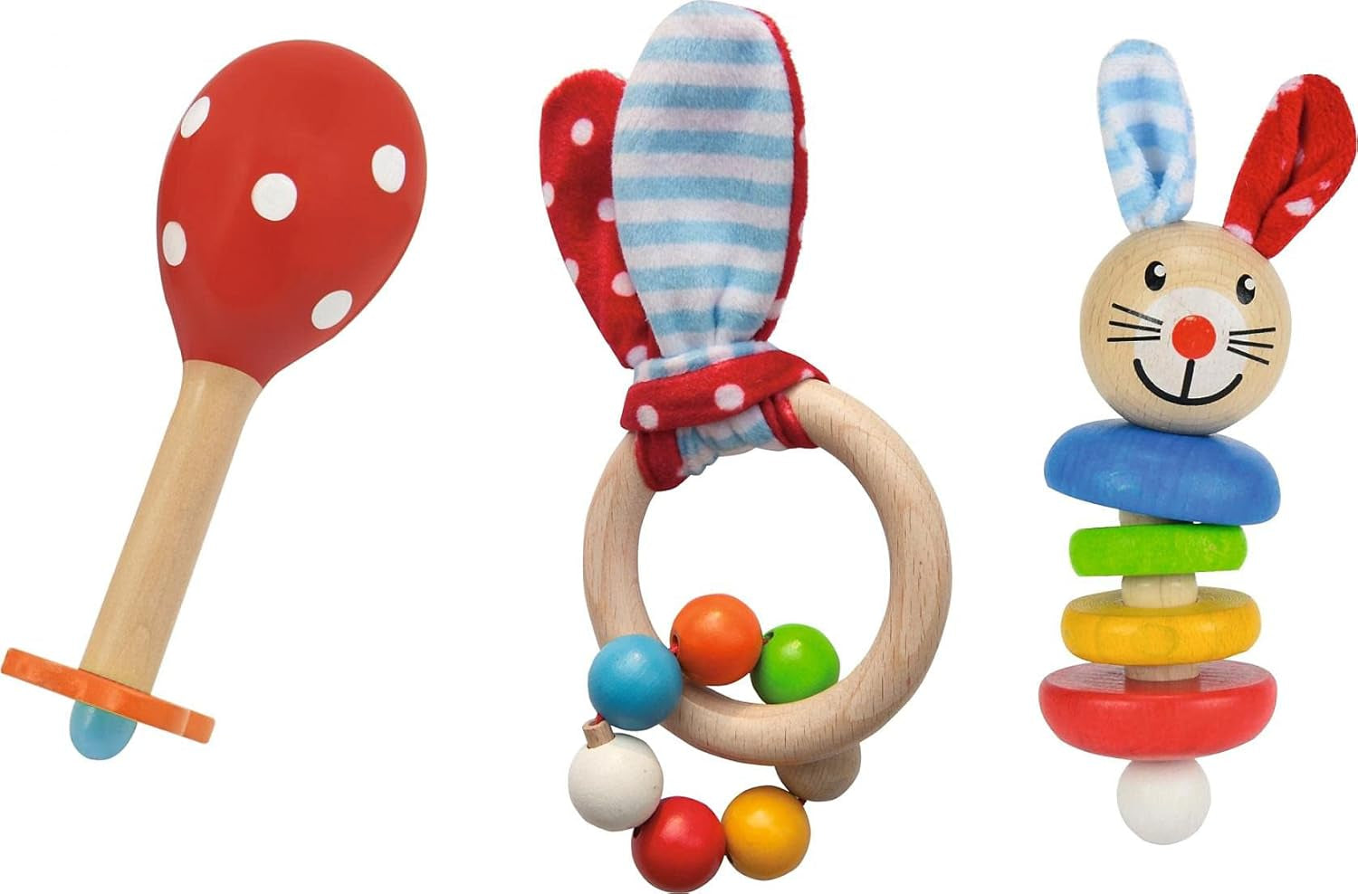 Eichhorn 100017045 - Set regalo/inizia bebè con maracas, giocattolo con suono e giocattolo con motivo coniglio, 3 pezzi, a partire da 3 mesi Baby Toys Naty Shop Titolo predefinito