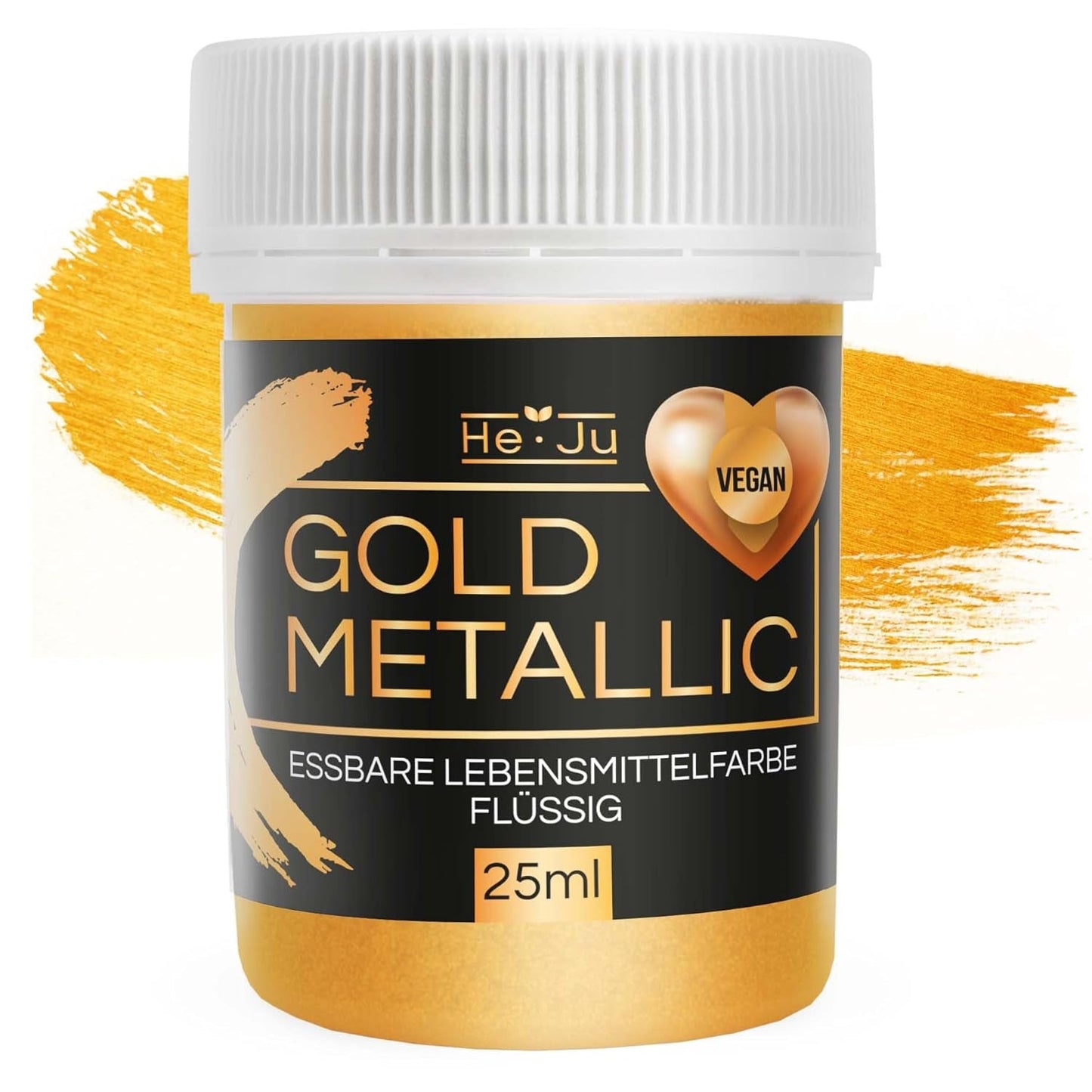 He-Ju Colorante alimentare liquido oro metallizzato 25 ml, glitter commestibile per bevande e alimenti (Oro metallizzato, 25 ml)