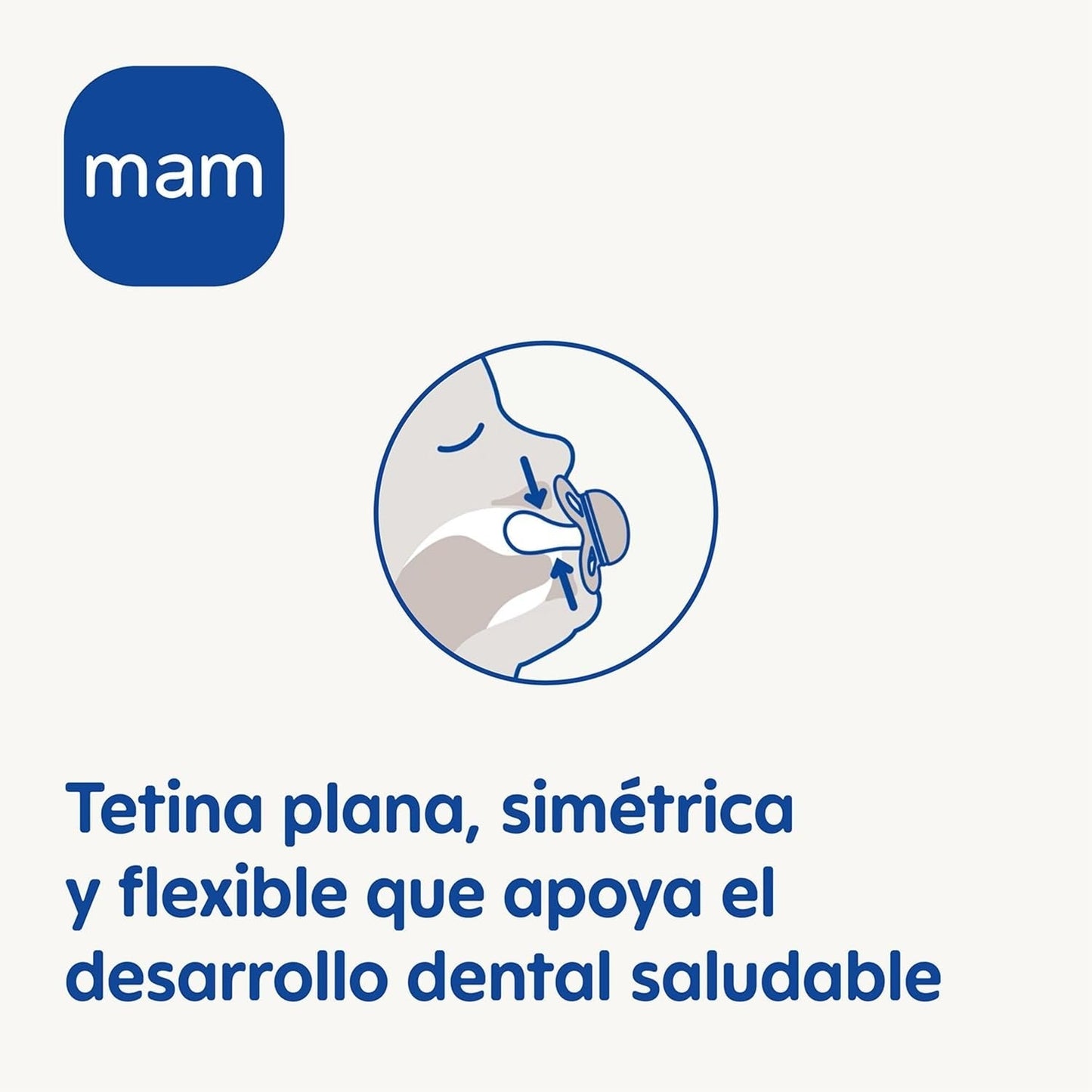 Ciuccio MAM da 6 mesi con tettarella simmetrica, piatto e flessibile, morbido silicone, facile da usare, con scatola autosterilizzante, Originale, Azzurro, 2 pezzi