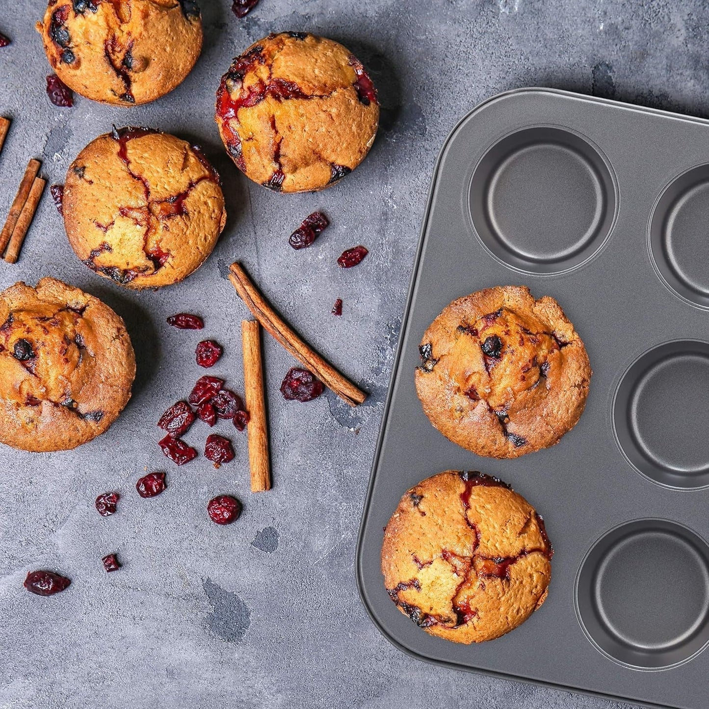 Relaxdays Muffinform, Set 2Er, 12Er Muffinbleche, Antihaftbeschichte, Carbonstahl, Muffins & Cupcakes, Ø 6,5 Cm, Grano, 10030825 Stampi e vassoi per cuocere al forno Naty Shop