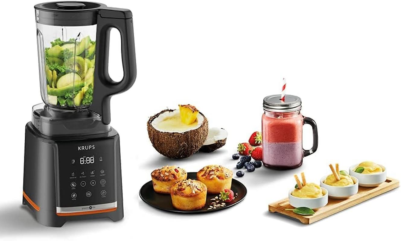 Krups Highspeed - Robot da cucina Infinymix KB9158 | 1600 W| 5 programmi automatici + impostazione manuale | Tritanbehälter | incl. Furto di nuovo | Frullati, frullati, ghiaccio tritato | Schwarz Kitchen Naty Shop