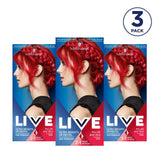 Tintura per capelli Live ultra brillante o rosso pastello, 3 pezzi, colore semipermanente che dura fino a 15 lavaggi - 092 Pillar Box Red Naty Shop Tinture per capelli
