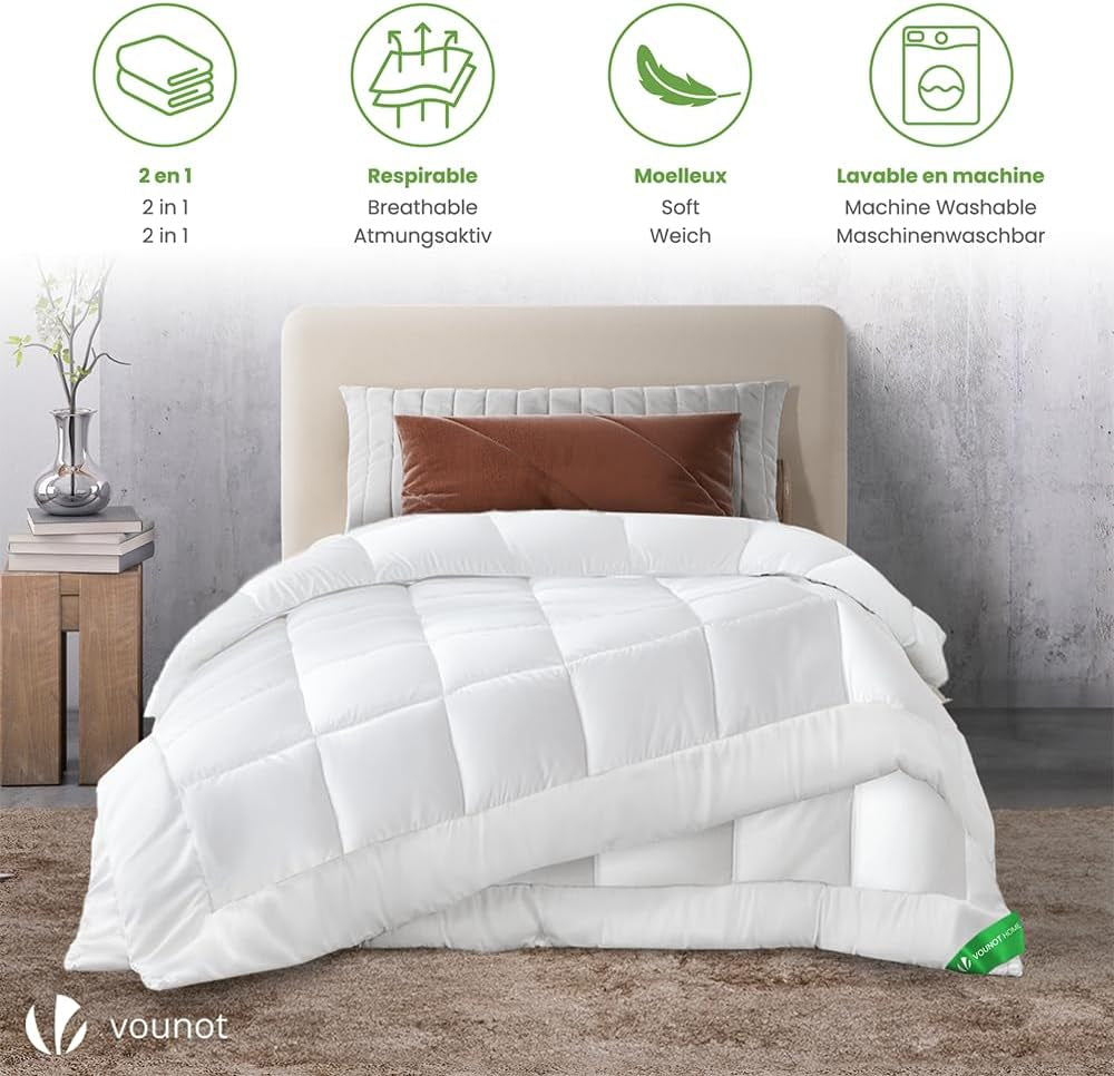 VOUNOT Piumino 155X200Cm, Set Piumini Invernali 4 Stagioni da 2 500G/M², composto da 2 piumini annodati insieme Piumino Adattabile per l'estate e l'inverno, Piumini e Trapunte Standard Oeko-Tex Naty Shop