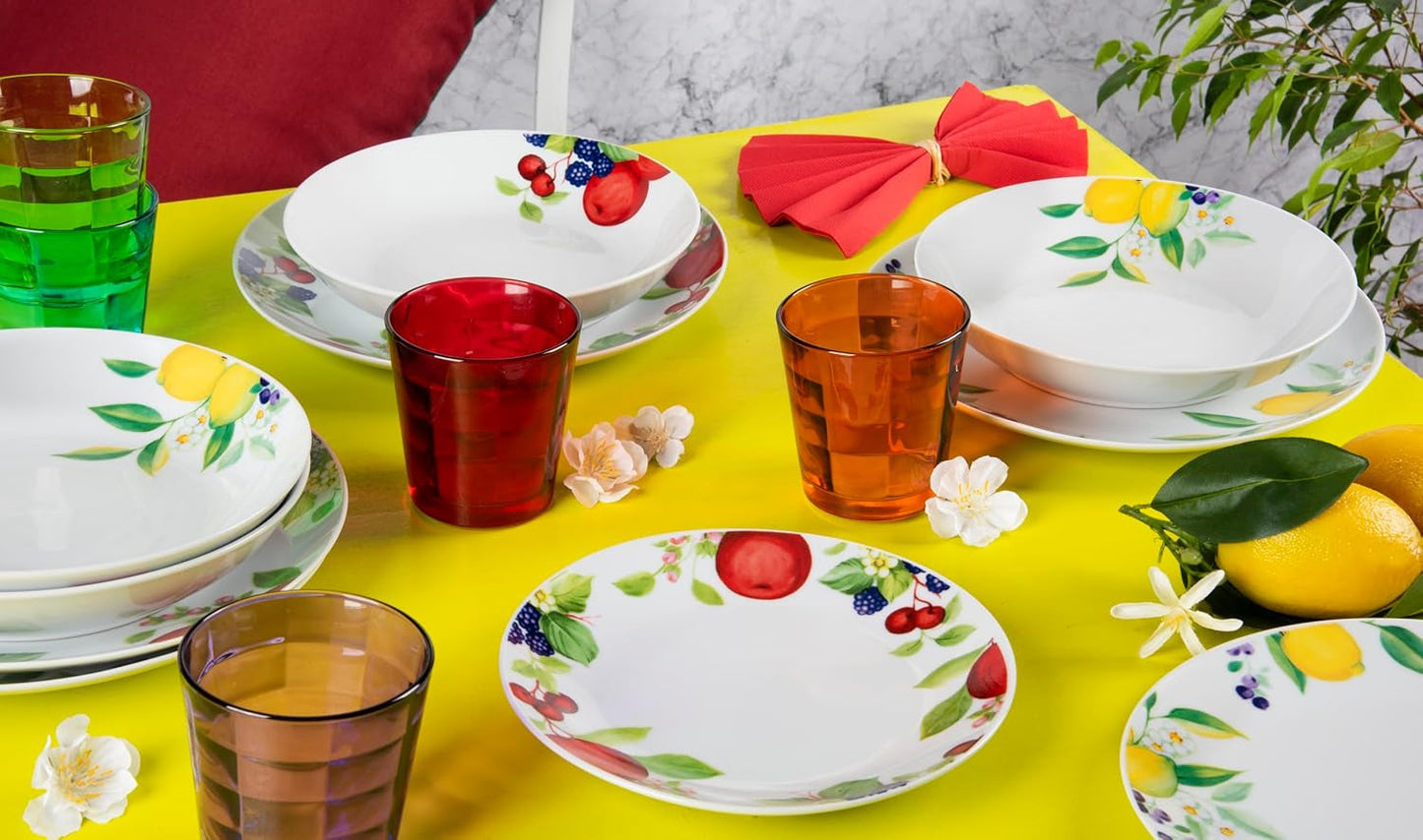 Servizio tavola Excelsa Lemon, 18 pezzi, porcellana, bianco/limone