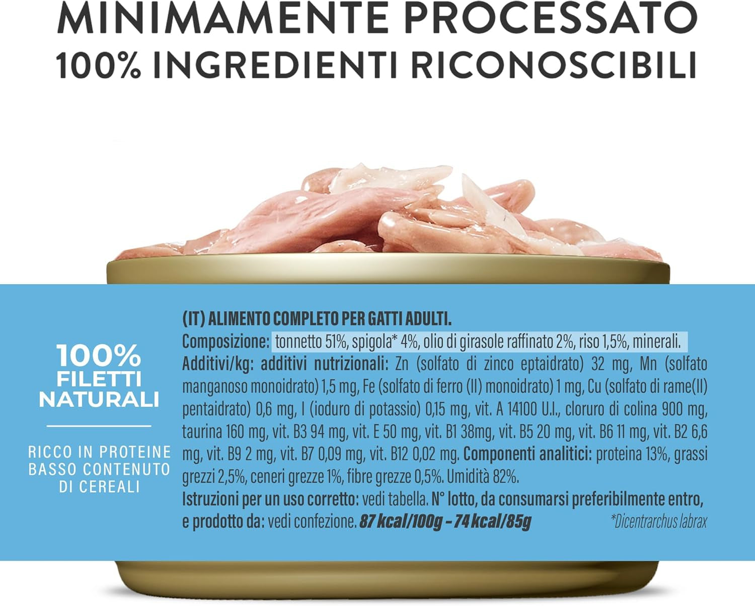 Tonno Rosso in Gelatina, Alimento umido completo per gatti, in scatola, con aggiunta di vitamine, 100% naturale, 6 x 85g