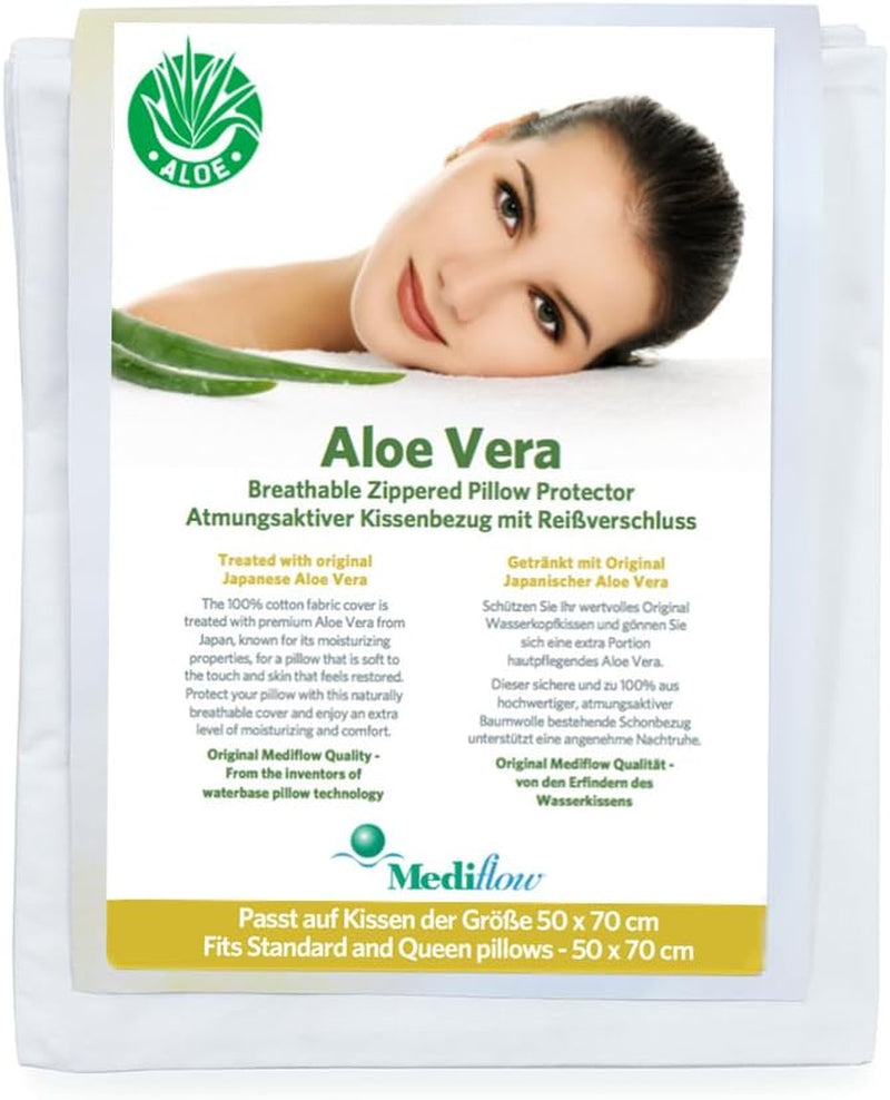 Federa per cuscino Mediflow aloe vera, proteggi cuscino, cotone, bianco, 40 X 80 cm Naty Shop cuscini standard 50 X 70 cm