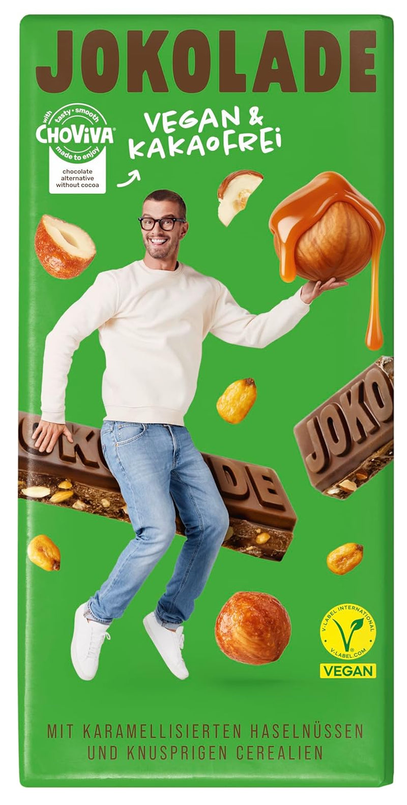 JOKOLADE 12 barrette x 140g Confezione economica | Con arachidi caramellate e cereali croccanti | Vegano e senza cacao