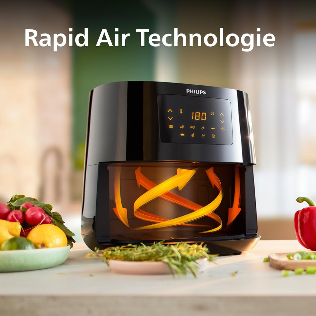 Philips 3000Er Airfryer XL - Tecnologia Rapid Air, frittura con fino al 90% di grassi in meno, capacità 1,2 kg, 6,2 litri, touch screen Elettrodomestici Naty Shop