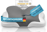 Cuscino ortopedico [nominato per il premio innovazione per l'ergonomia] Cuscino per il dolore al collo realizzato in memory foam | Cuscino di supporto per il collo Cuscino ergonomico per il collo Cuscino per dormire laterale Cuscini ortopedici cervicali grigi Naty Shop Grey Kissenbezug [Versione:Allrounder]