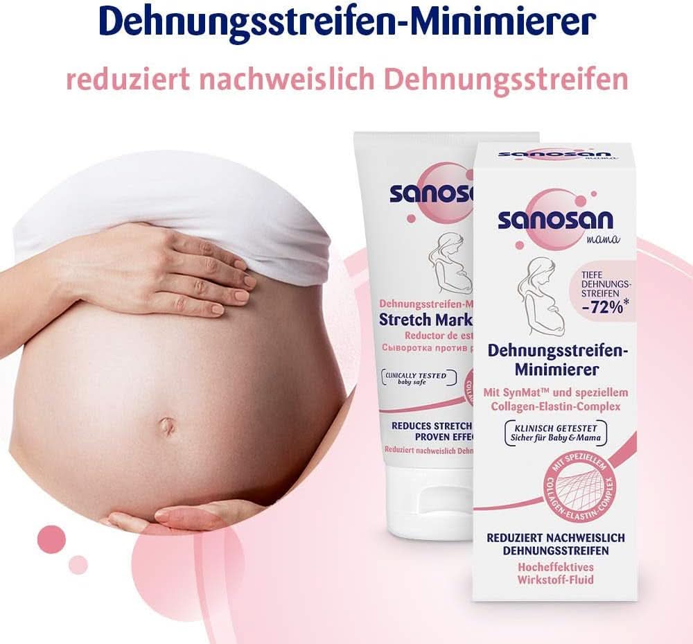 Sanosan Smagliature Minimiser, clinicamente testato - dimostrato che riduce le smagliature dopo la gravidanza, senza olio di paraffina, coloranti, siliconi, 75 ml Cosmetici e Bellezza Naty Shop