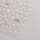 Adesivi per unghie Margherite bianche in rilievo 5D Adesivi per unghie Fiori Adesivi autoadesivi in ​​lamina di fiori Adesivi per nail art Margherite Accessori per la decorazione delle unghie Adesivi di design floreale Nail Art