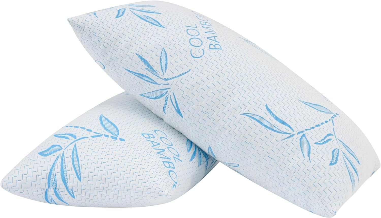 Comfysleep Cuscino King Size in Viscosa di Bambù, Memory Foam Triturato e rinfrescante, Fodera Removibile/Lavabile in Viscosa di Bambù Regolabile, 2 Pezzi Naty Shop Cuscini Standard