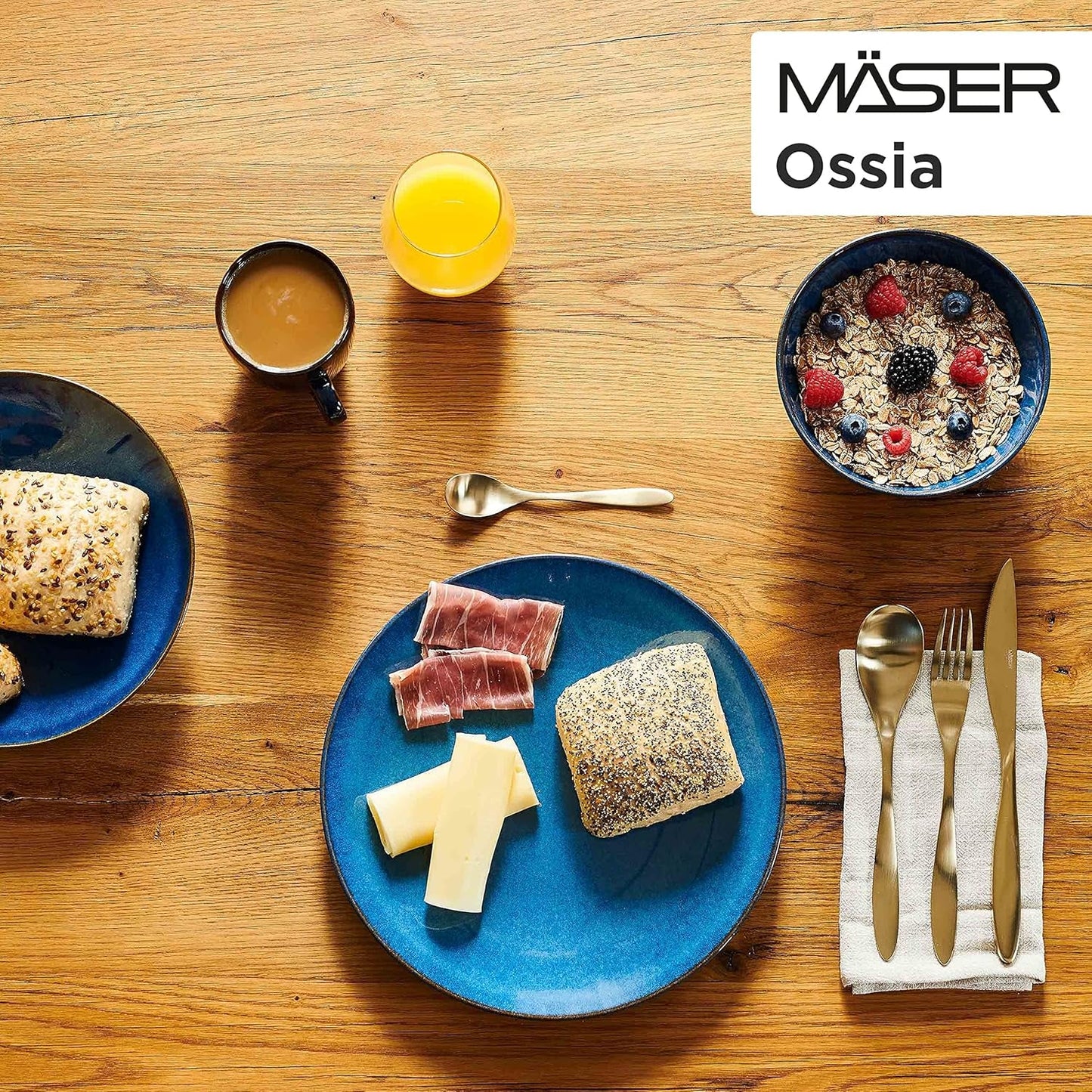 Set colazione MÄSER, ceramica OSSIA, blu reale, blu