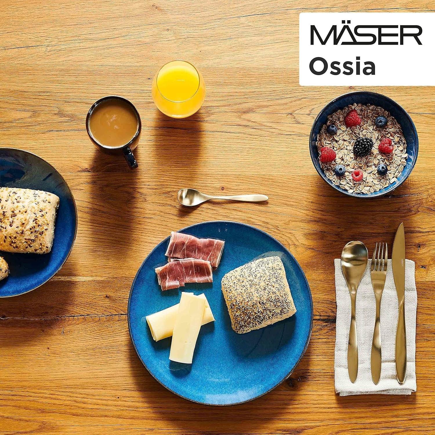 Set colazione MÄSER, ceramica OSSIA, blu reale, blu
