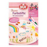Penne coloranti alimentari RUF Set di 8 penne coloranti alimentari sicure per dipingere e scrivere su fondente e simili Penne per zucchero con 2 punte ciascuna