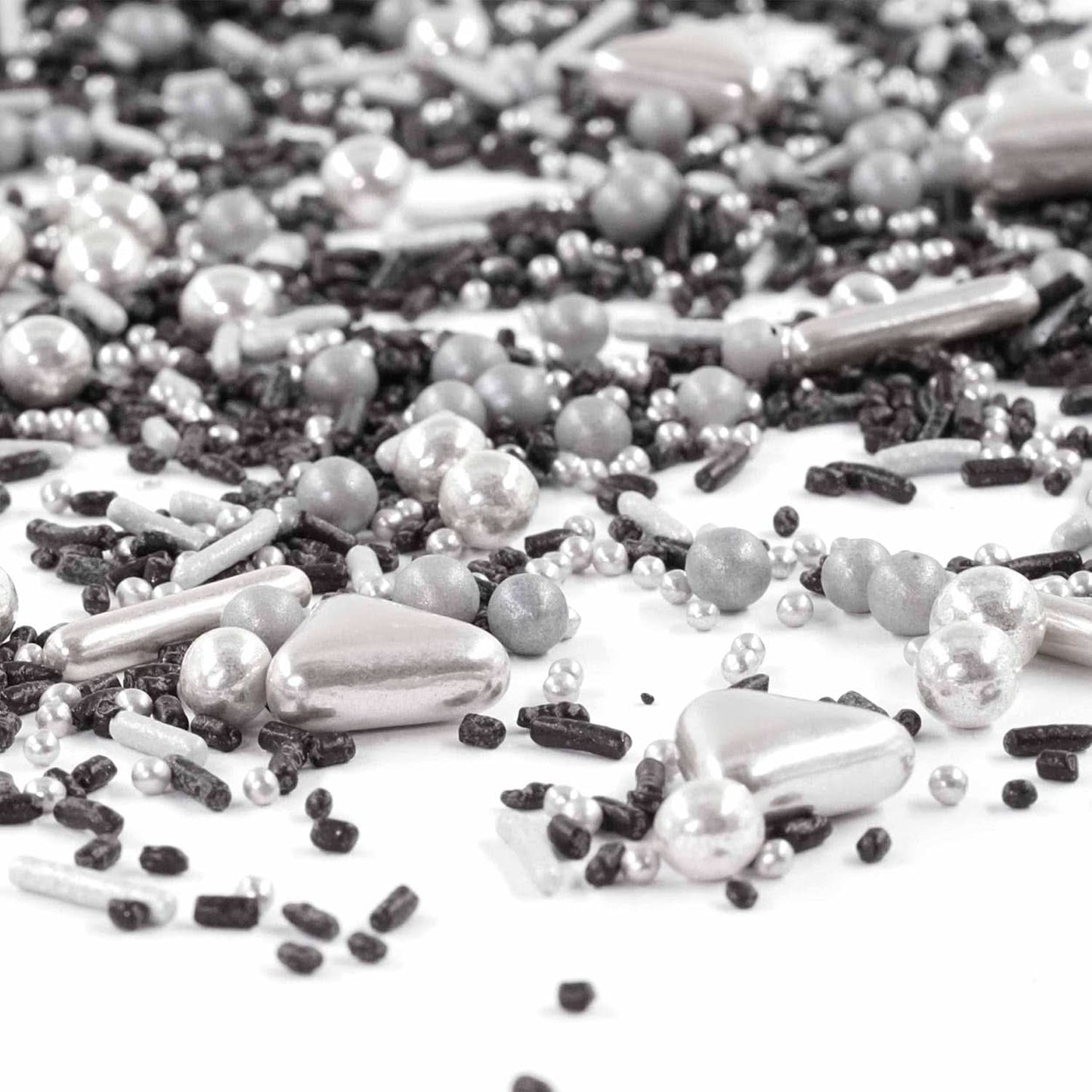 Streusel Glück Black Beauty, Mix Sprinkles Silver - Nero, 90 grammi Sprinkles Naty Shop