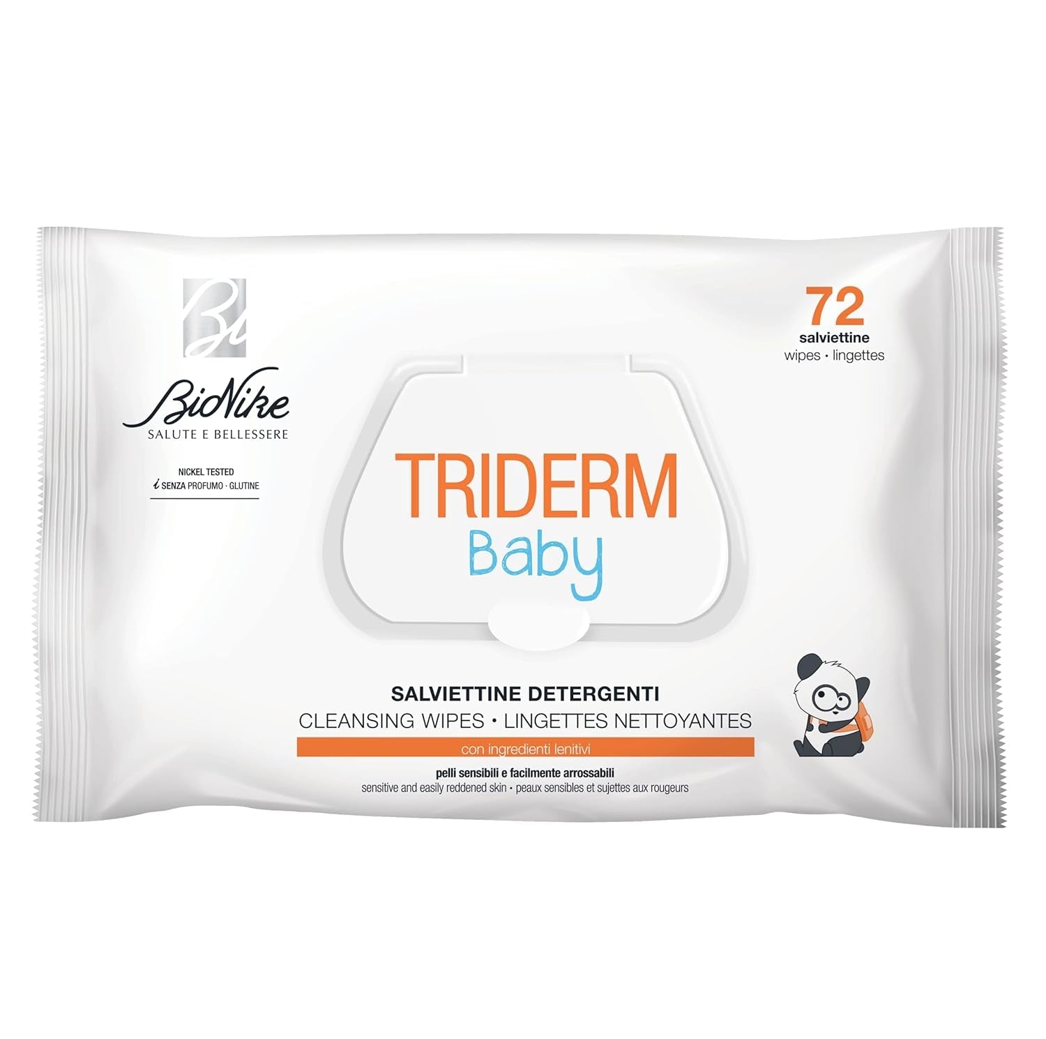 Bionike Triderm Baby Salviettine Umidificate per Pelli Secche e Sensibili Effetto Lenitivo e Rassodante Protegge e Idrata 72 Salviette