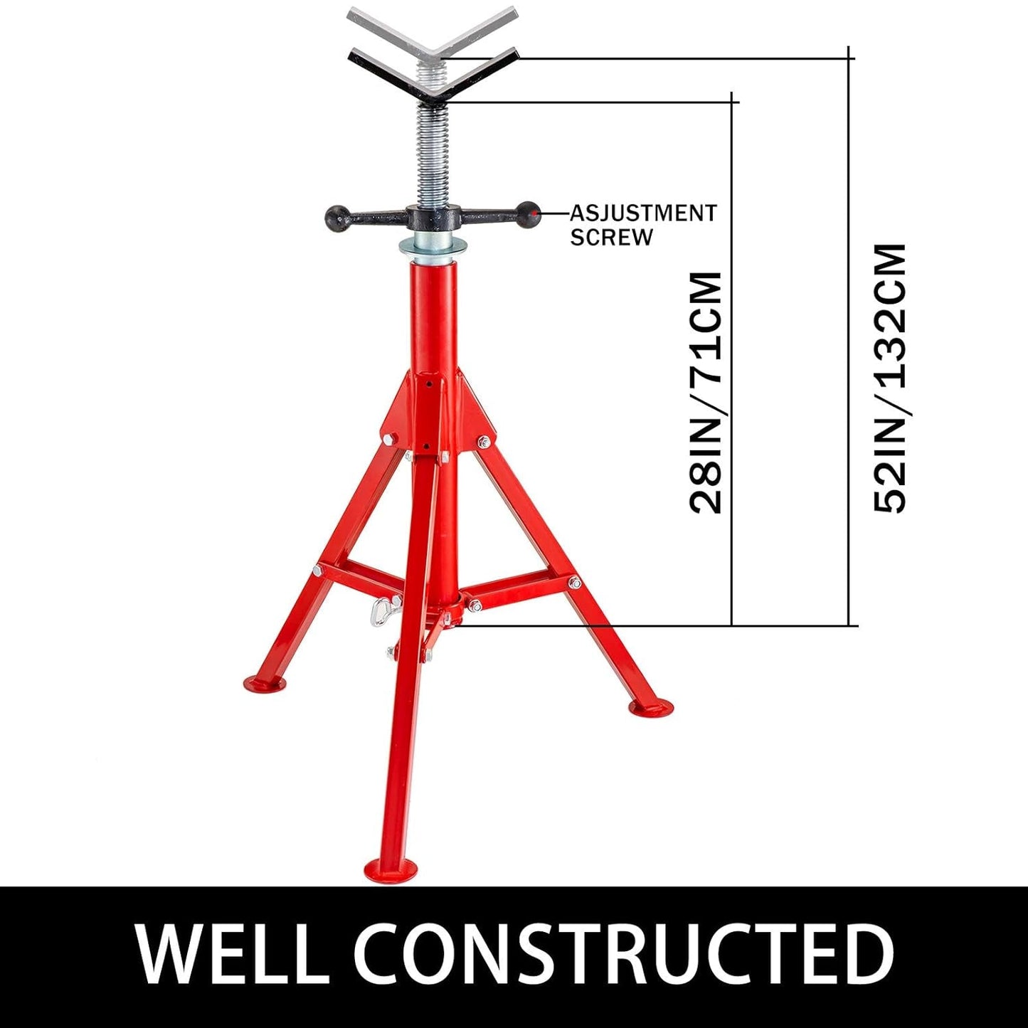 VEVOR Portatubo Portatubo da 4500 lbs con testa a V per sostenere il tubo durante l'infilatura, altezza regolabile fino a 132 cm