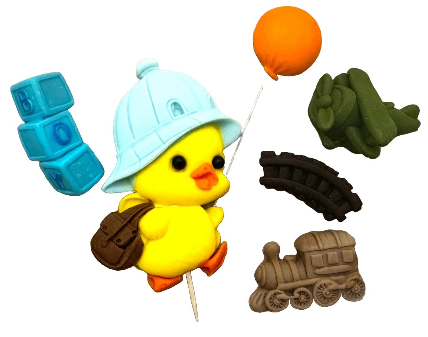 Set di 6 decorazioni commestibili in pasta di zucchero, Decorazioni in pasta di zucchero BOY Nati Shop