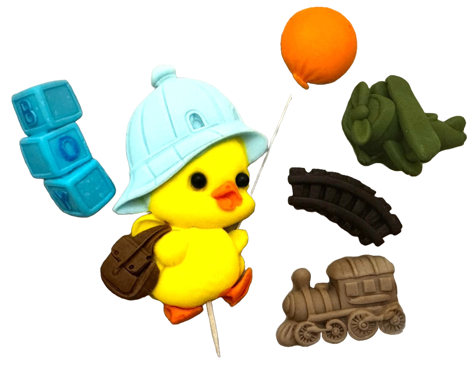 Set di 6 decorazioni commestibili in pasta di zucchero, Decorazioni in pasta di zucchero BOY Nati Shop