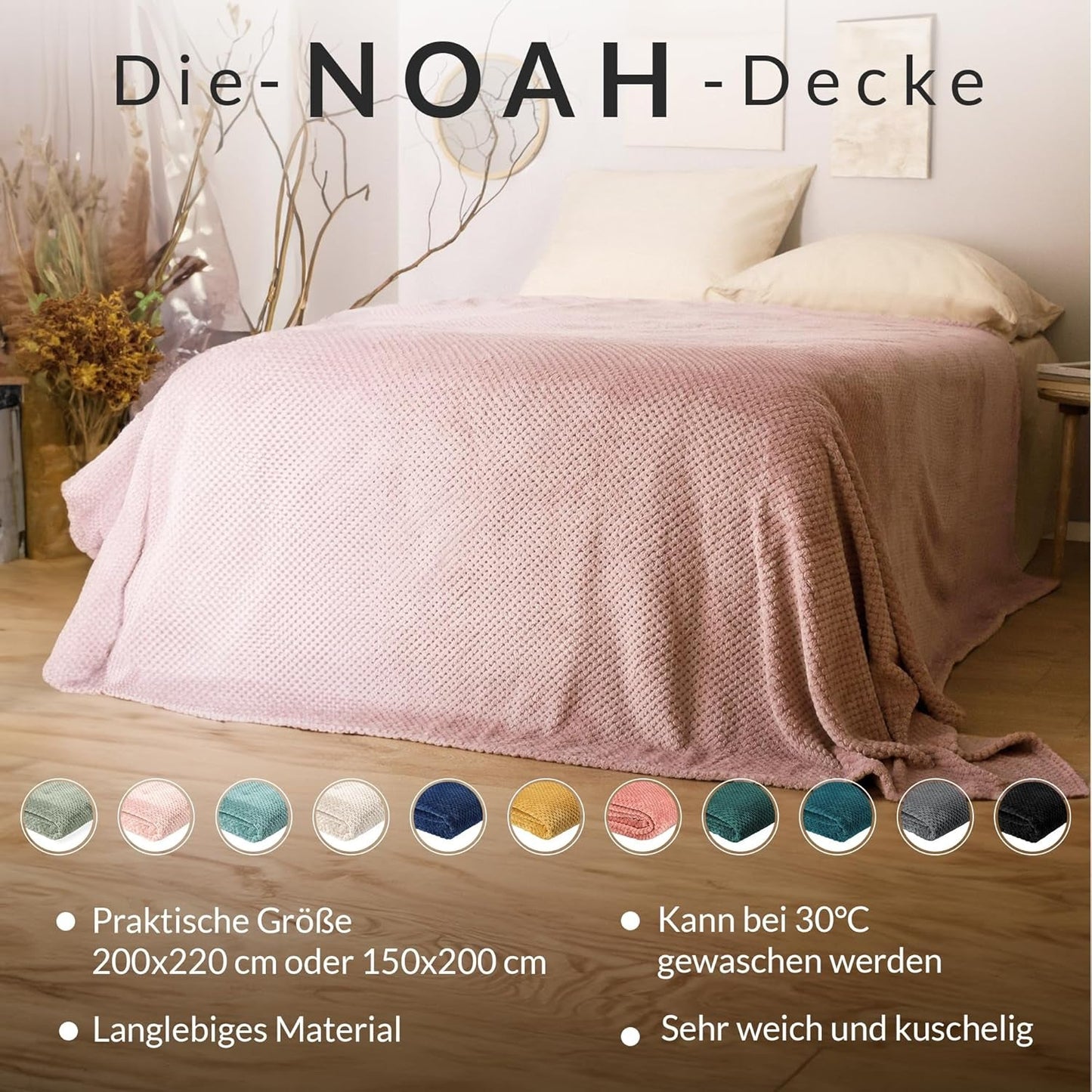 HOMLA Noah Morbida coperta decorativa - accogliente coperta in fibra di poliestere per la casa soffice coperta per divano letto - 150 X 200 cm motivo a chicchi di riso color senape Letti e coperte Besuche den HOMLA-Store