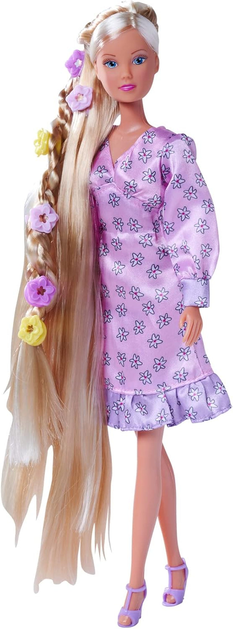 Simba 105733640 - Steffi Love Flower Hair, bambola con capelli extra lunghi, include 6 clip, accessorio treccia e pettine, 29 cm, dai 3 anni in su