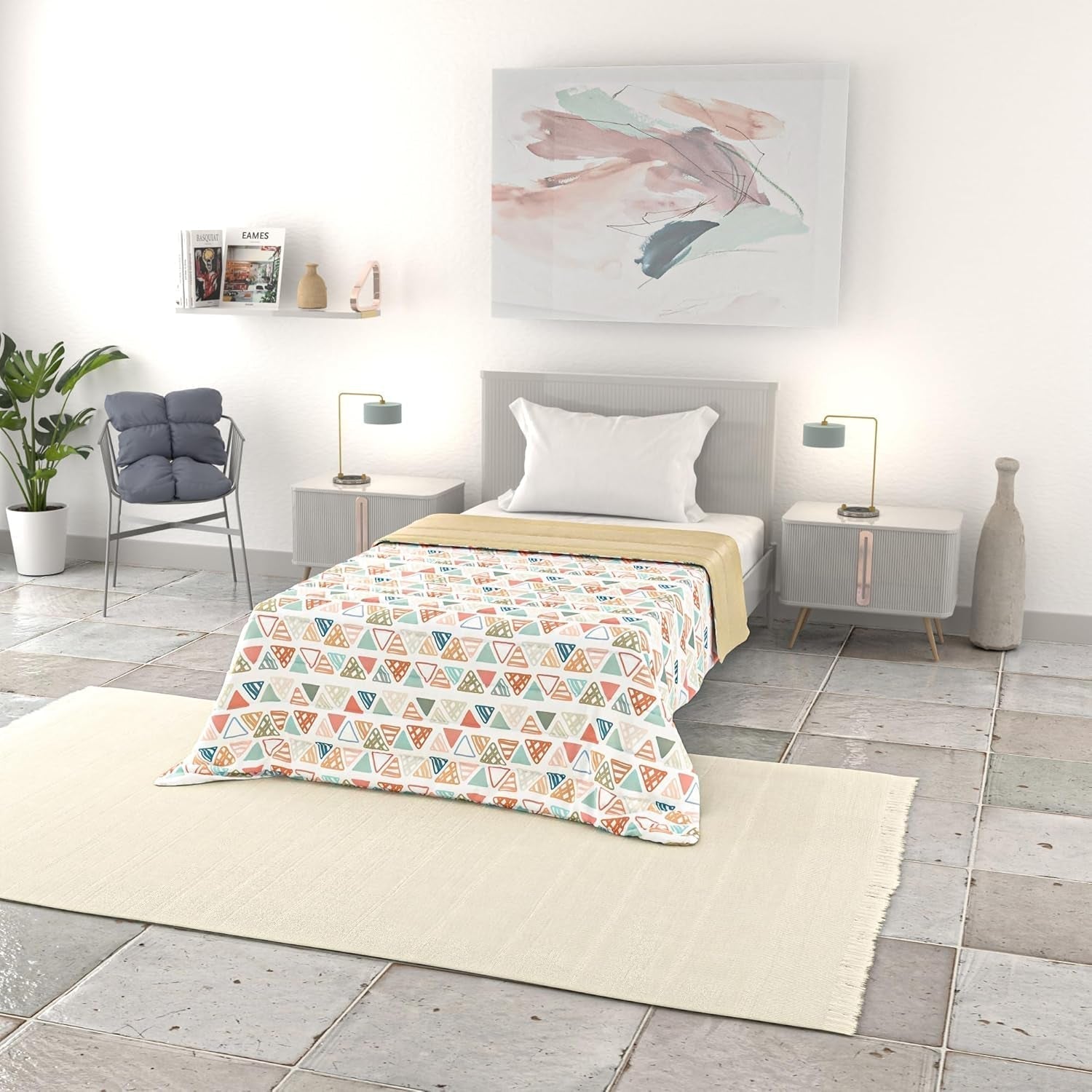 Coperta estiva basic, microfibra, righe jeans, 200X240Cm Naty Shop Trapunte e trapunte Different 200X240Cm