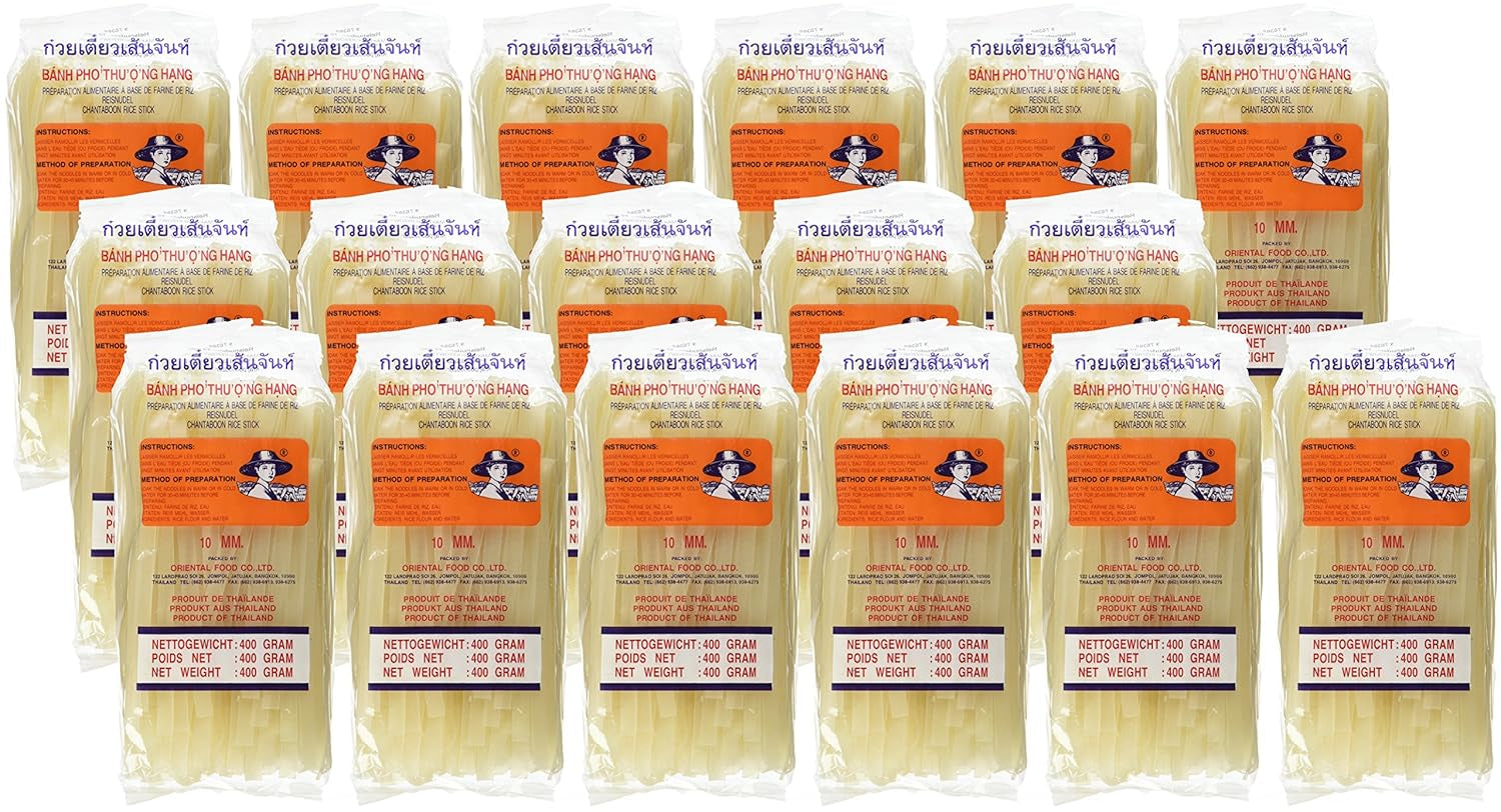 Spaghetti di riso - Spaghetti di riso tailandesi, larghi 10 mm, a base di farina di riso - 17 x 400 g